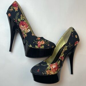 Frederick’s Floral Print Platform Stripper Heels Size 7.5